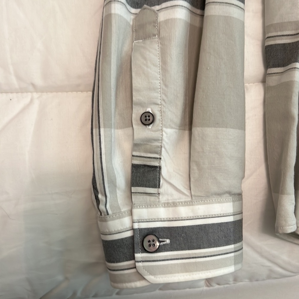 Express Button Down Size L Extra Slim Fit Gray Pa… - image 5